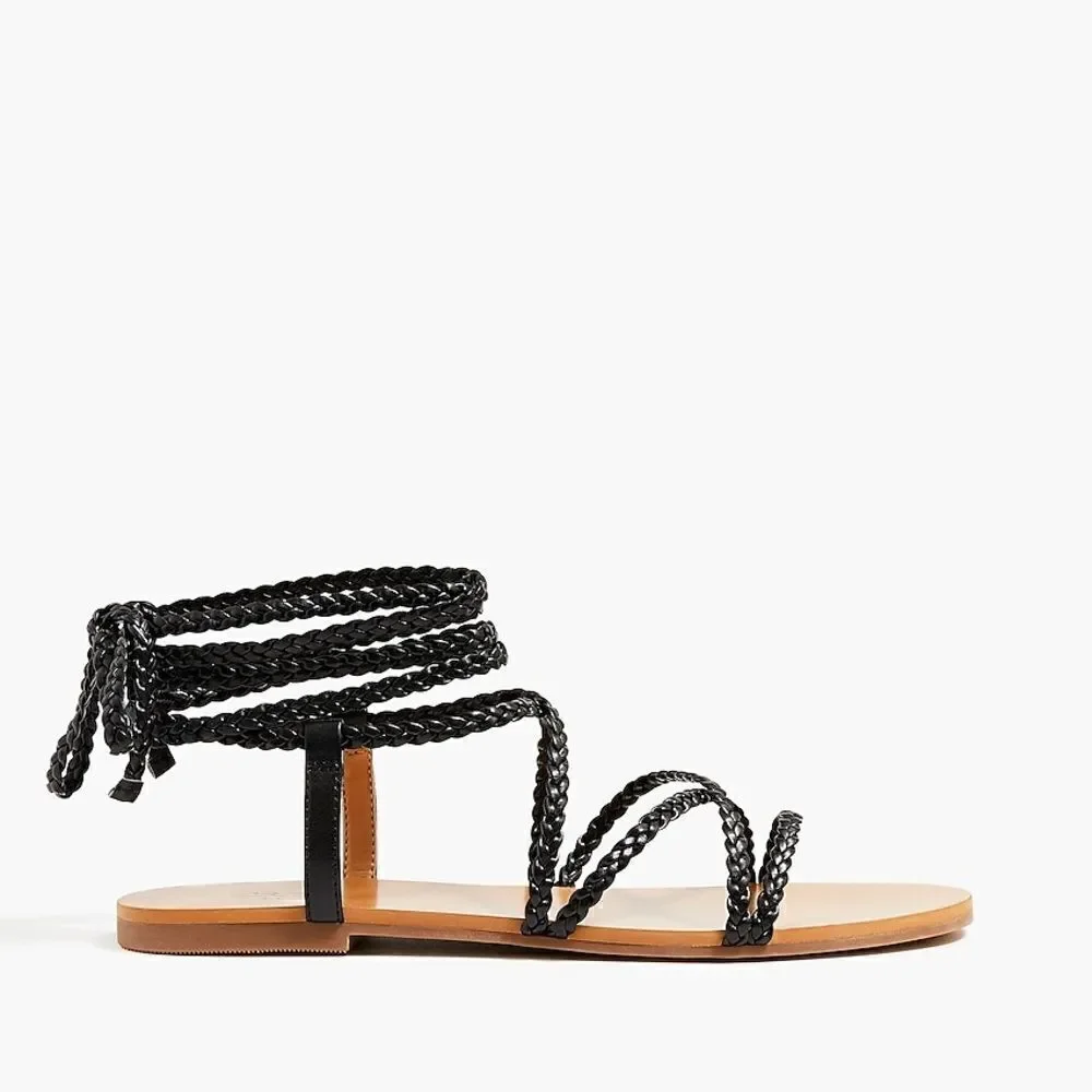 NEW JCrew braided vegan lace up sandals black